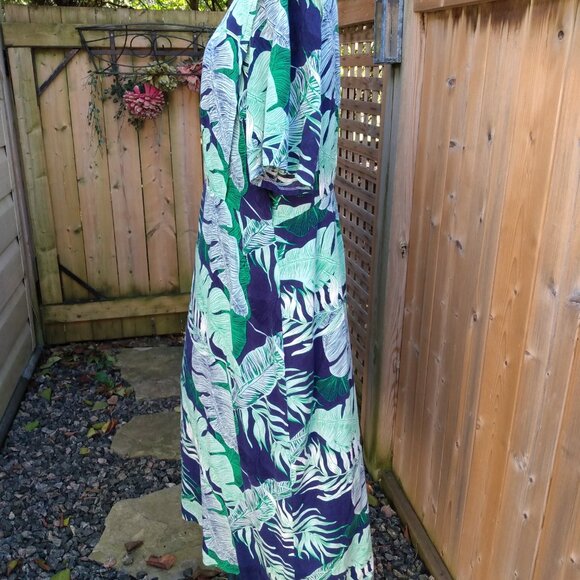Amish Mennonite Cape Dress 42" Bust 38" Waist Rayon Blue Green Handmade Modest - Picture 3 of 10